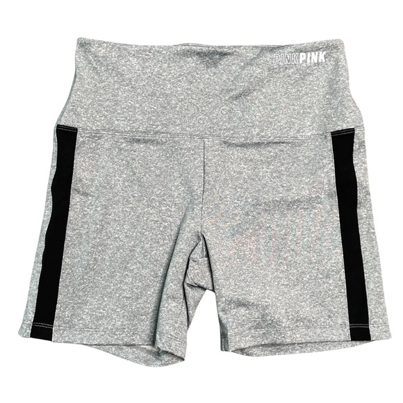 PINK Victoria's Secret Pants - PINK Victoria’s Secret Active Gray Bike Shorts Black Stripe Large NWT